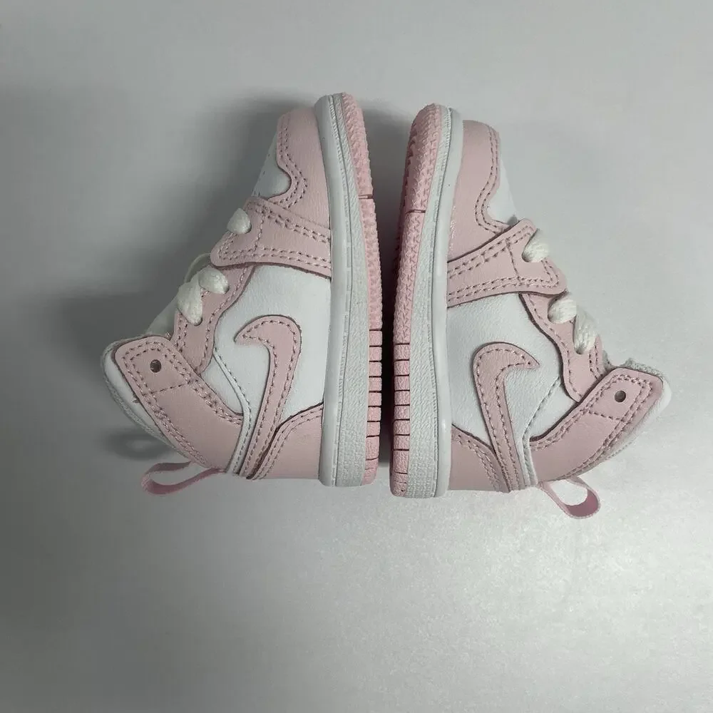Air Jordan 1 Mid TD Pink Foam Fire Red DQ8425 608 Size 3 C Toddler Baby Crib